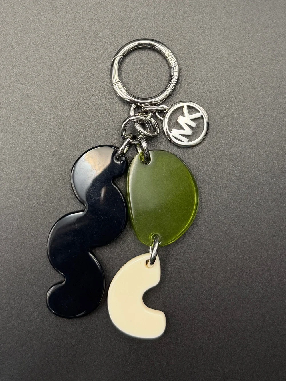 Michael Kors Multicolor Acrylic Charm Keychain - Navy, Olive & Cream